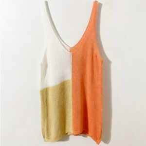 Unbranded Acrylic Blend Color Block Sleeveless Sweater Tank Top Front and Back V